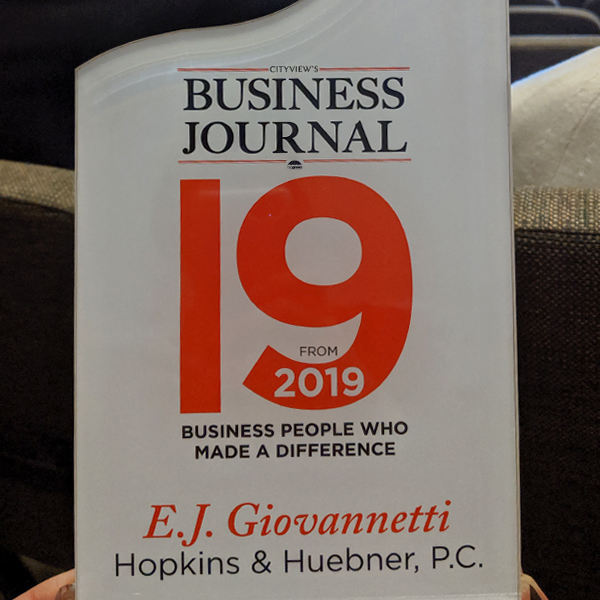 Cityview's Business Journal award for "19 from 2019"